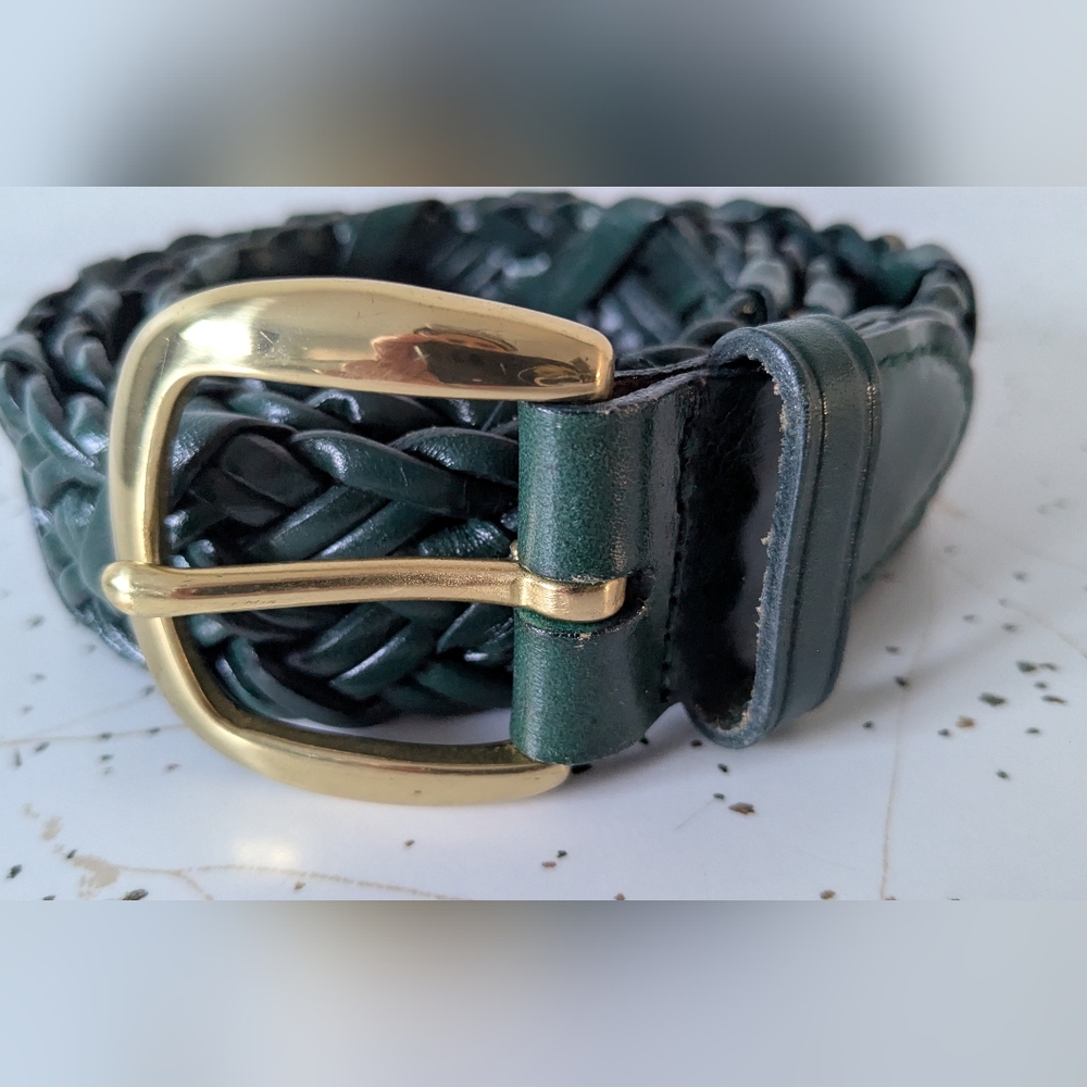 Talbots Green and Gold Braided Belt with Intricate Design - Picture 8 of 9